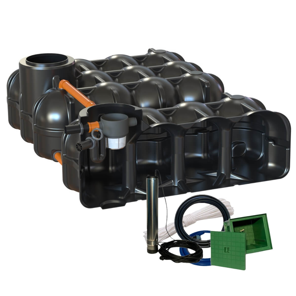 Flachtank 10000L Hudson Garten mit PS mit Zisternenpumpe