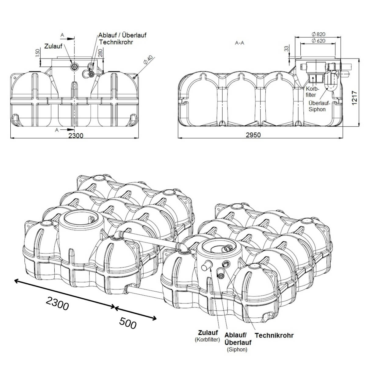 Flachtank 10000L Hudson Garten Zeichnung