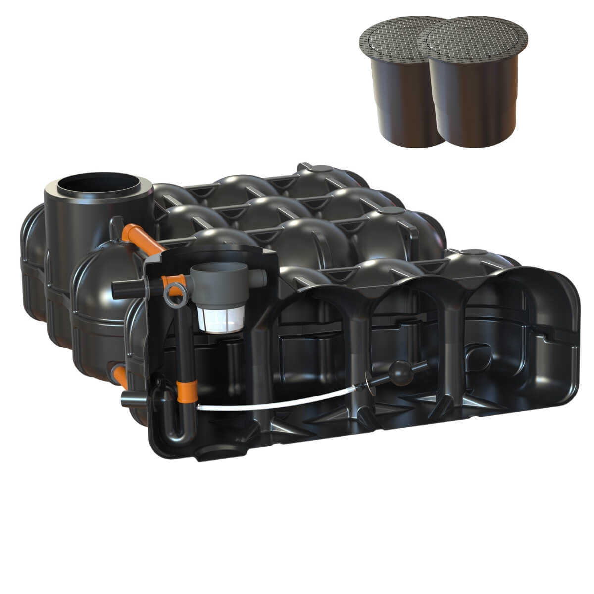 Retentionszisterne Flachtank 10000 Liter Hudson  mit Pumpensumpf und PKW-Dom