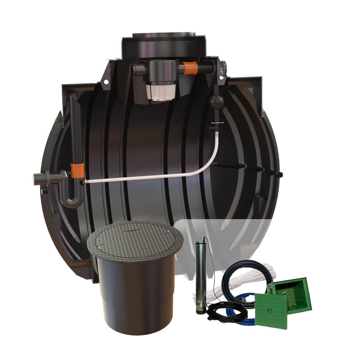 Retentionszisterne 5300L Atlantis RV2000L mit PKW-LKW-Abdeckung und Zisternenpumpe