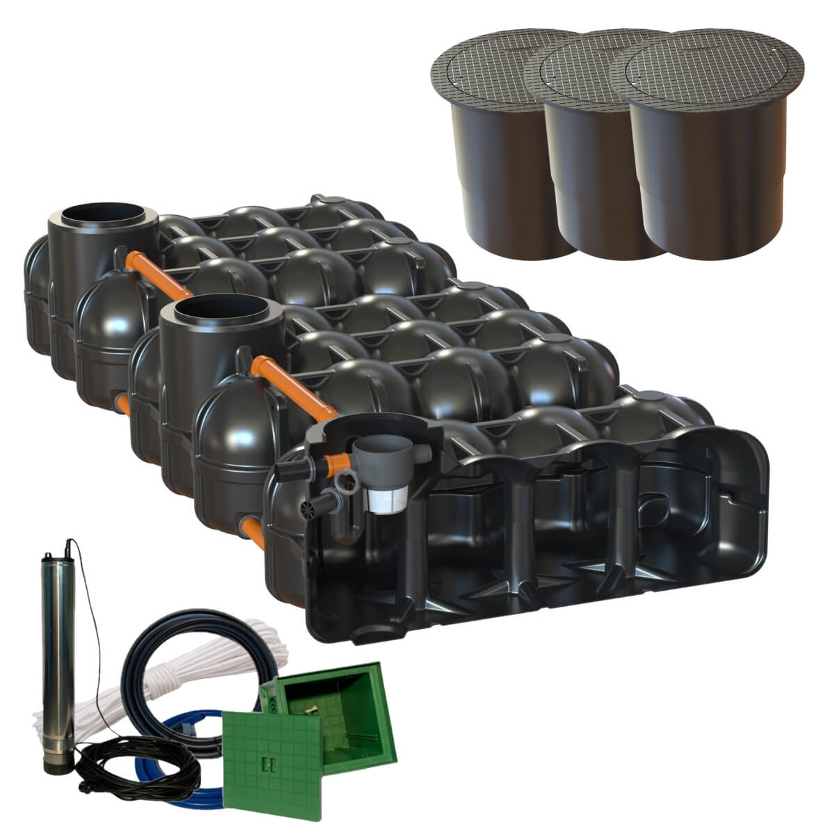 Flachtank 15000 Hudson Gartenanlage Pumpensumpf mit PKW-Dom und Zisternenpumpe