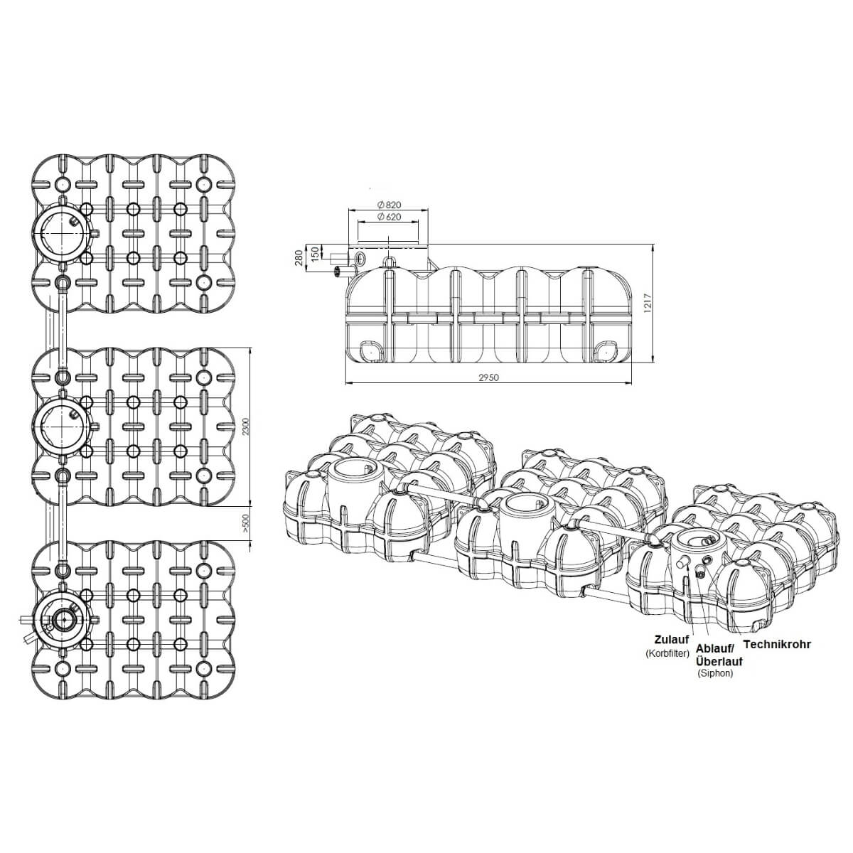 Flachtank 15000 Hudson Gartenanlage Zeichnung