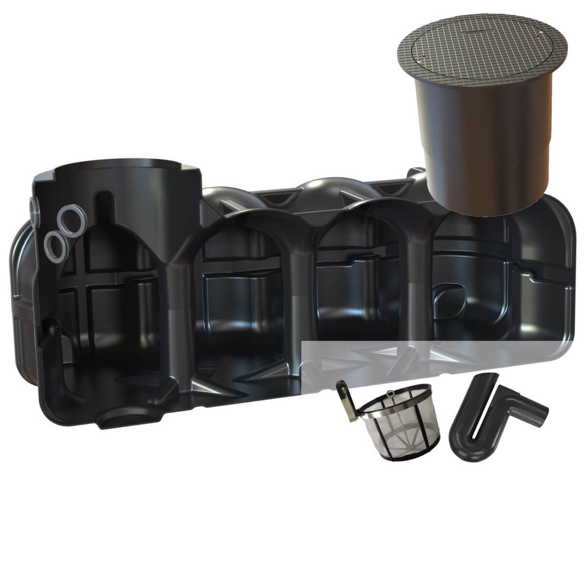 Flachtank 5000L Zisterne Hudson Pumpensumpf Filterset mit PKW-Dom