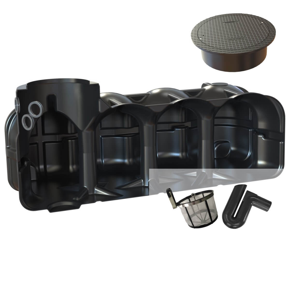 Flachtank 5000L Zisterne Hudson Pumpensumpf Filterset mit Abdeckung