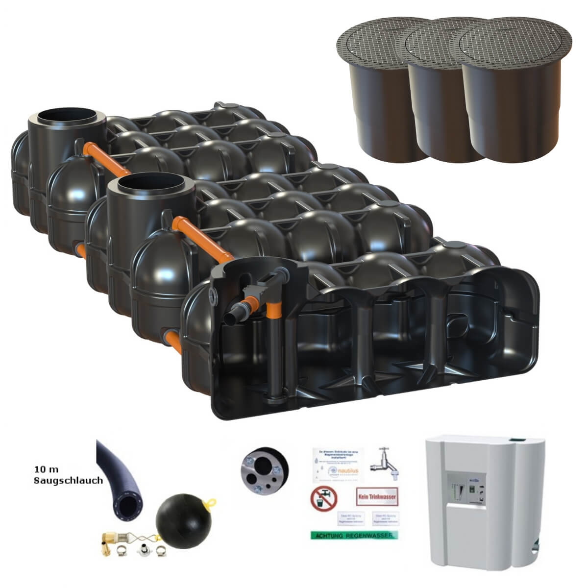 Flachtank Hudson 15000 Liter Hausanlage mit PKW-Dom und Hauswasserwerk