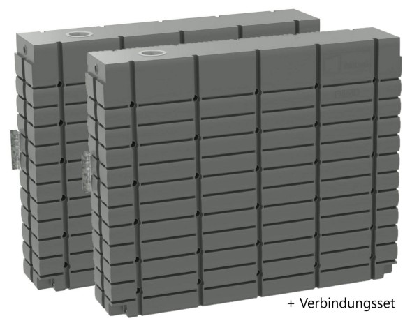 oberirdischer Regenwassertank ThinTanks Set 2 x 2000 Liter mit Verbindungsmaterial - Wet Stone
